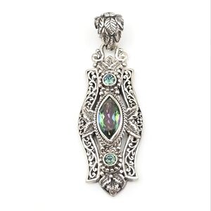 SARDA Mystic Quartz And Mystic Topaz Pendant Sterling Silver Bali Htf Retired